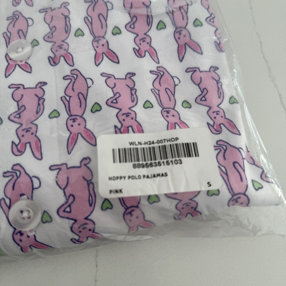 Roller Rabbit Pink Happy Bunny Pajama 2 Piece Polo Short Sleeve Short Sleep Set - Picture 5 of 5